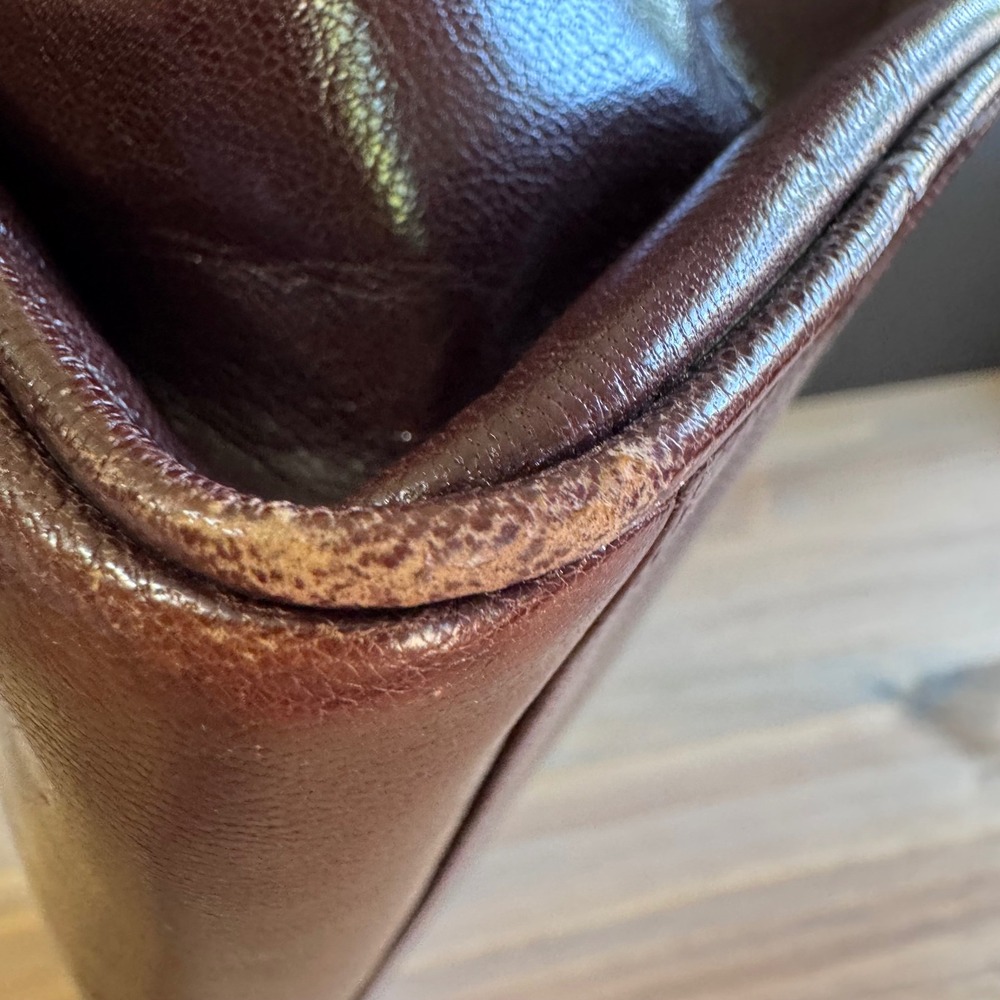 Vintage Italian Leather Frame Bag - Structured Burgundy Top Handle Satchel 70s - Picture 13 of 14